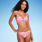 Women's Center Front Ring Triangle Bikini Top - Shade & Shore Pink Animal Print