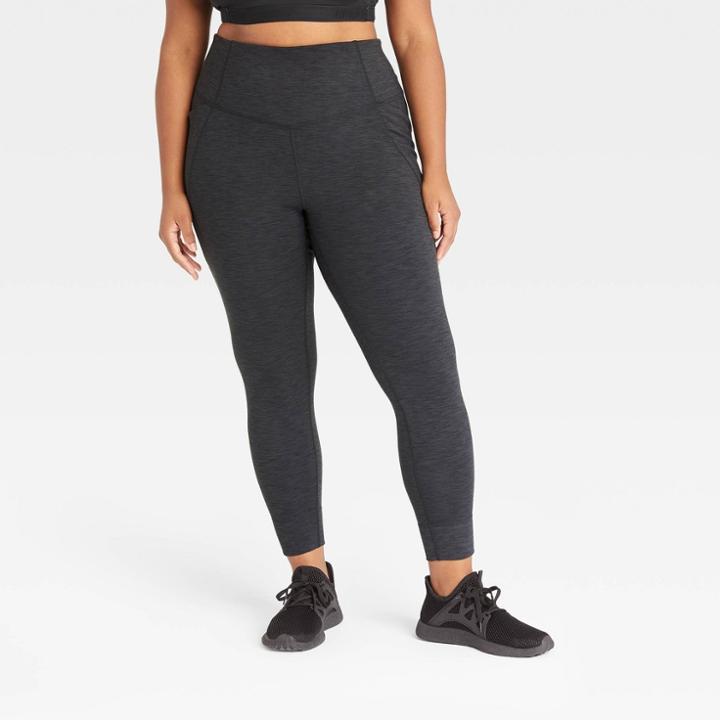 Women's Plus Size Ribbed Leggings 26 - All In Motion Heathered Black