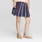 Girls' Embroidered A-line Skirt - Cat & Jack Navy