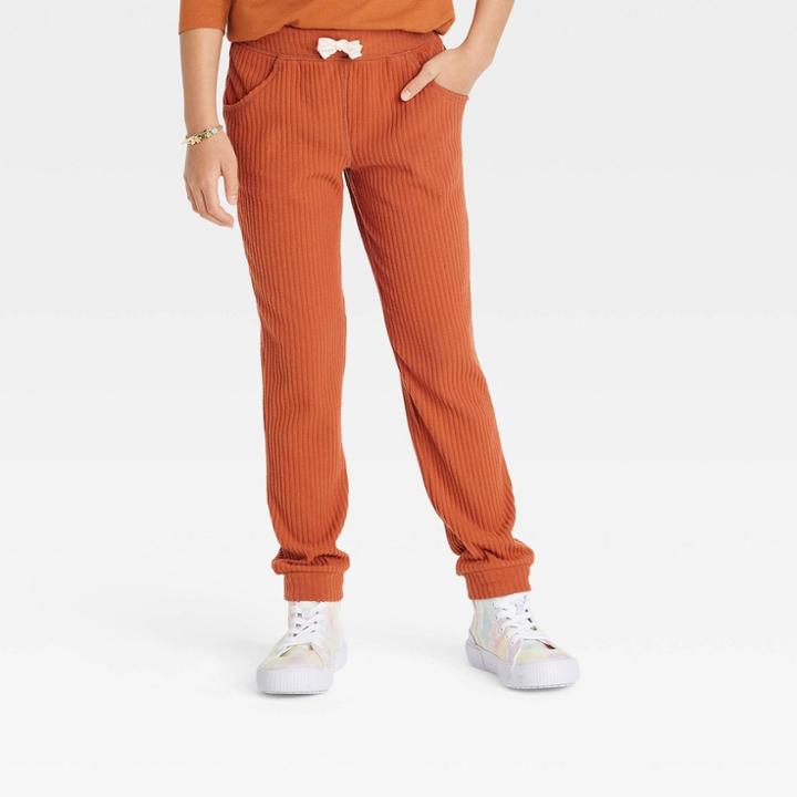 Girls' Rib Jogger Pants - Cat & Jack Orange
