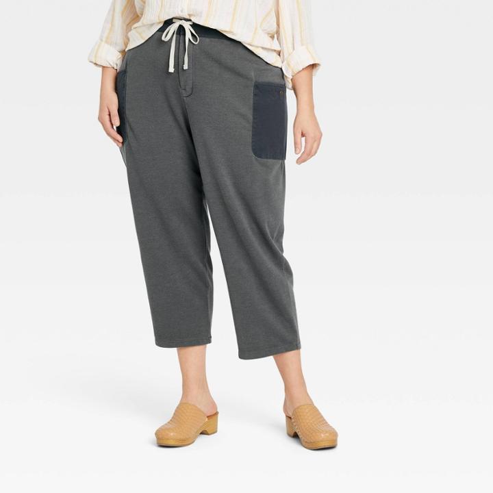 Women's Plus Size High-rise Cargo Utility Tapered Pants - Universal Thread Dark Gray