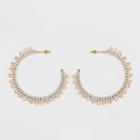 Crochet Wrapped And Beaded Hoop Earrings - A New Day Ivory, Women's