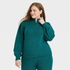 Women's Plus Size Quarter Zip Mock Turtleneck Pullover Sweater - Universal Thread Teal