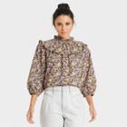 Women's Balloon 3/4 Sleeve Yoke Blouse - Universal Thread Floral Xs, Multicolored Floral