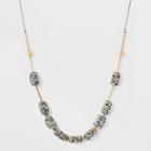 Semi-precious Gold And Dalmation Jasper Beaded Chain Necklace - Universal Thread Gray, Women's