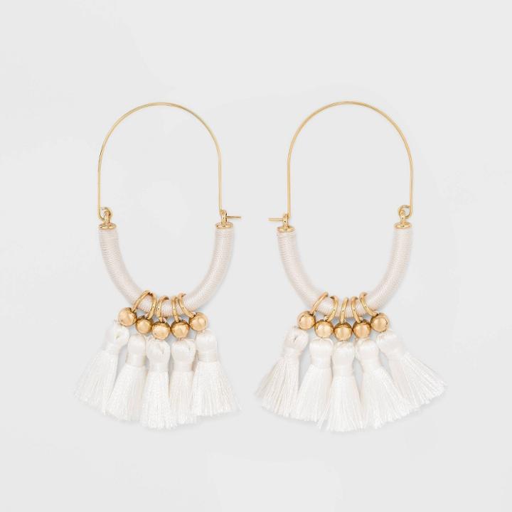 Sugarfix By Baublebar Bold Fringe Hoop Earrings - White