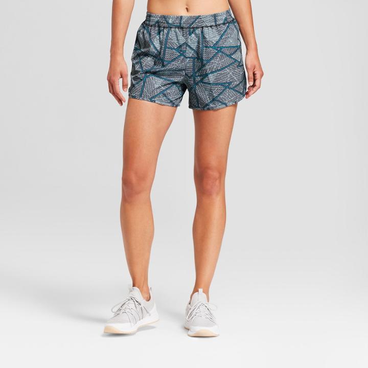 Women's Geometric Printed Run Shorts - C9 Champion Teal Geometric Print