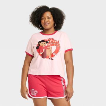 Women's Plus Size The Proud Family Penny Short Sleeve Graphic Ringer T-shirt - Pink