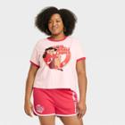 Women's Plus Size The Proud Family Penny Short Sleeve Graphic Ringer T-shirt - Pink