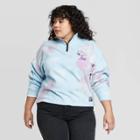 Women's Peanuts Plus Size Tie Dye 1/4 Zip Long Sleeve Fleece Sweatshirt (juniors') - Blue 2x, Women's, Size: