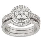 Tiara 0.9 Ct. T.w. 3-piece Multi Round Cubic Zirconia Ring Set In Sterling Silver -