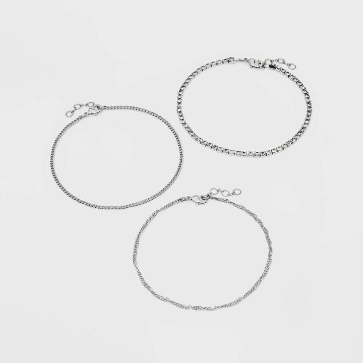 9 Twisted Curb Stone Anklet Set 3pc - A New Day Dark