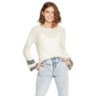 Women's Striped Long Sleeve Sweater - Love @ First Sight (juniors') Ivory