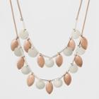 Diamond Dust Leaves And Discs Short Necklace - A New Day Silver/rose Gold