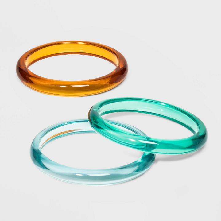 Acrylic Bangle Bracelet 3pc - A New Day Aqua, Blue