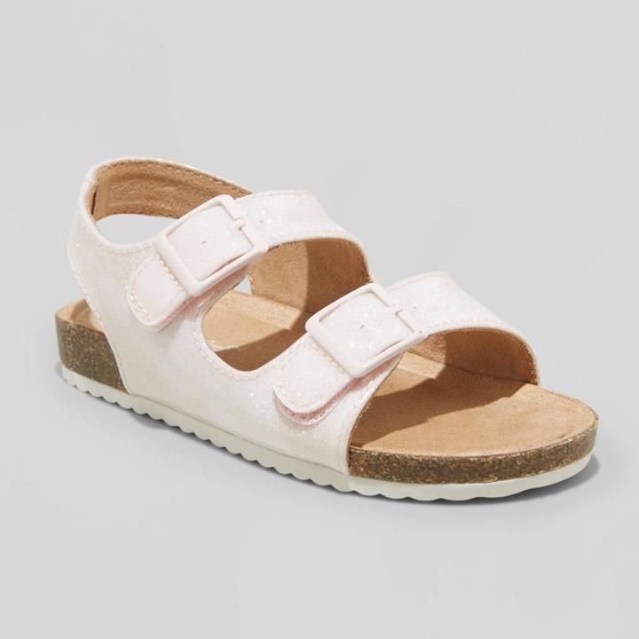 Toddler Reagan Shimmer Footbed Sandals - Cat & Jack Blush