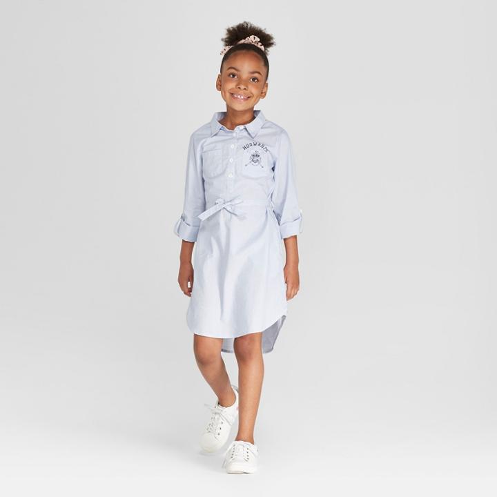 Girls' Harry Potter Woven Shirt Dress - Light Blue