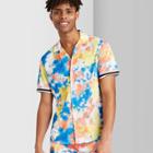 Men's Tie-dye Short Sleeve Button-down Camp Shirt - Original Use Yellow S, Men's,