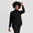 Women's Mock Turtleneck Tunic Pullover Sweater - A New Day Black