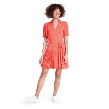 Floral Flutter Sleeve Pleated Wrap Dress - Alexis For Target Orange Xxs