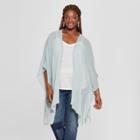 Women's Plus Size Woven Ruana Poncho Sweater - Universal Thread Blue