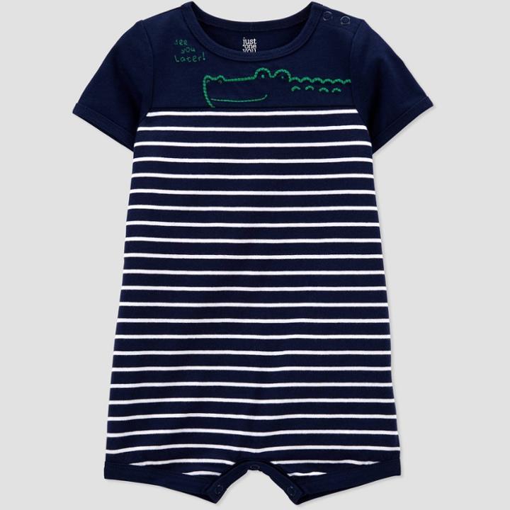 Baby Boys' Alligator Striped Jumpsuit - Just One You Made By Carter's Navy