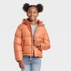 Girls' Cropped Puffer Jacket - Art Class Orange