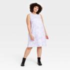 Women's Plus Size Tie-dye Knit Tank Dress - A New Day Purple/white