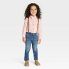 Toddler Boys' Woven Shirt With Bow Tie And Suspender Set - Cat & Jack Peach Orange