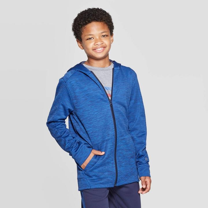 Boys' Textured Tech Fleece Full Zip Hoodie - C9 Champion Navy Blue