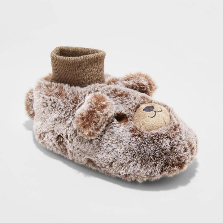 Toddler Finley Bear Slippers - Cat & Jack Brown