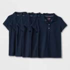 Girls' 5pk Short Sleeve Pique Uniform Polo Shirt - Cat & Jack Blue