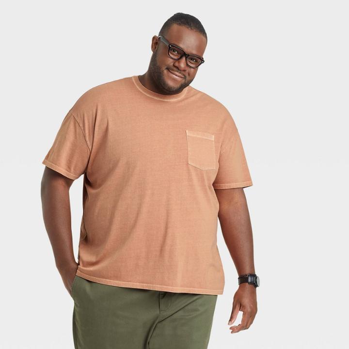 Men's Big & Tall Standard Fit Short Sleeve Crewneck T-shirt - Goodfellow & Co Apricot Orange