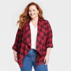 Women's Plus Size Plaid Flannel Jacket - Knox Rose Red