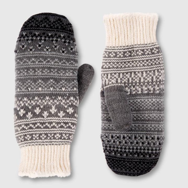 Isotoner Adult Fair Isle Mittens - Black