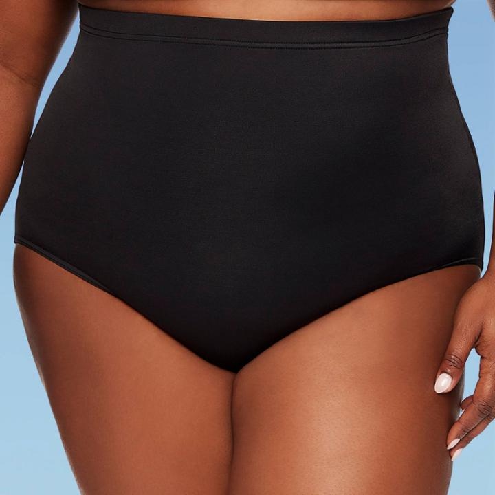 Women's Plus Size Slimming Control Ultra High Waist Bikini Bottom - Dreamsuit By Miracle Brands Black
