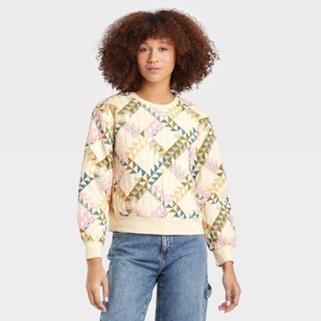Women's Quilted Pullover Sweatshirt - Universal Thread Cream Fair Isle Xs, Ivory Fair Isle