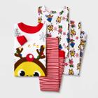 Toddler Girls' 4pc Baby Shark Reindeer Pajama Set - Cream
