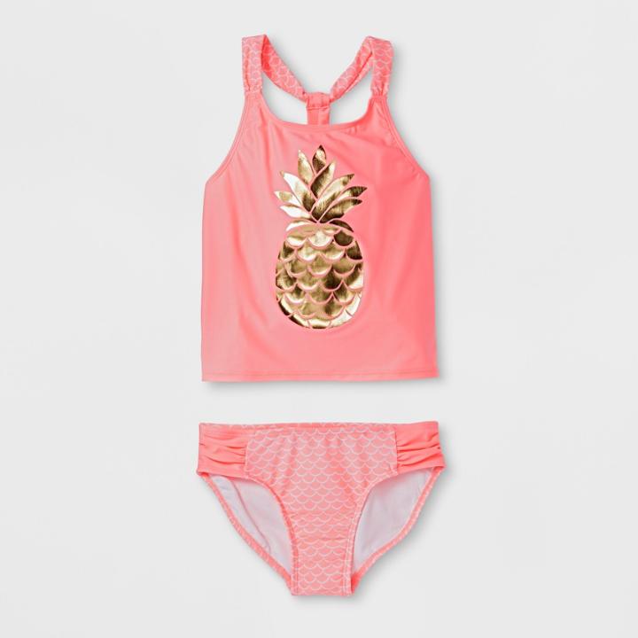 Girls' Lone Pineapple Tankini Set - Cat & Jack Pink
