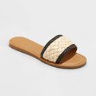 Women's Dez Wide Width Woven Slide Sandals - Universal Thread Black