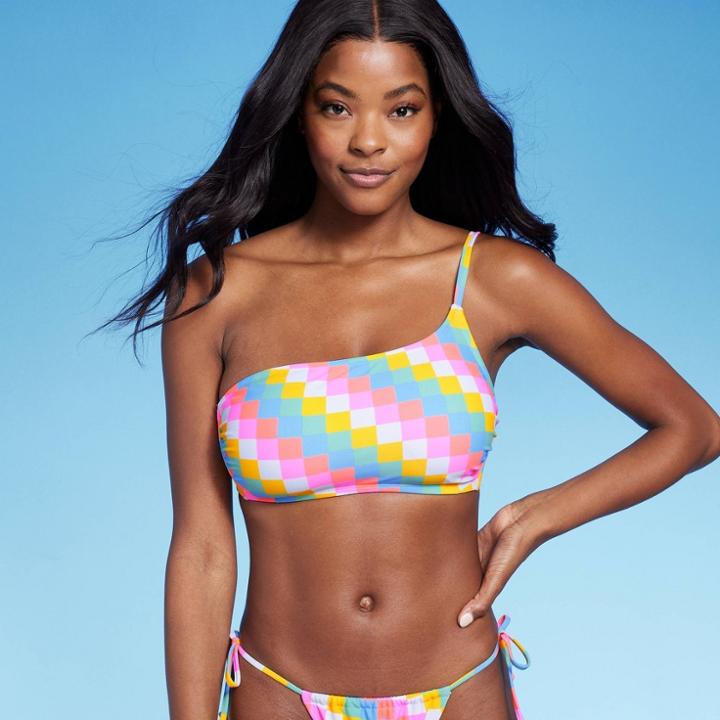 Women's One Shoulder Bikini Top - Xhilaration Multi D/dd Cup, Blue/blue