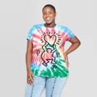 Women's Keith Haring Heart Plus Size Short Sleeve Graphic T-shirt - Mighty Fine (juniors') - Tye Dye 1x,