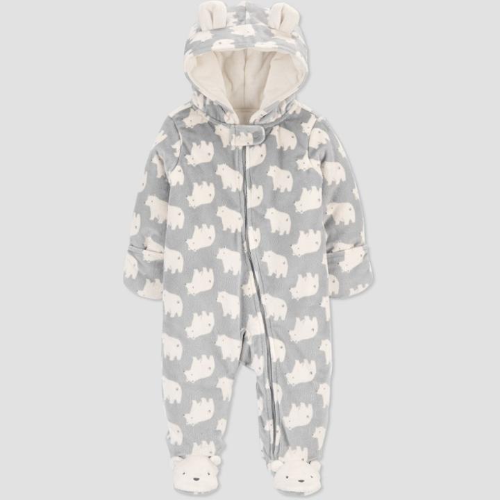 Baby Pram Bear Footed Snowsuit Jacket - Just One You Made By Carter's Gray Newborn