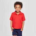 Toddler Boys' Short Sleeve Interlock Uniform Polo Shirt - Cat & Jack Red