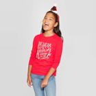 Girls' Long Sleeve Laughing All The Way Graphic T-shirt - Cat & Jack Red L, Girl's,