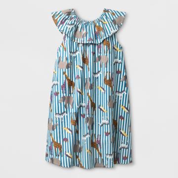 Happy By Pink Chicken Girls' Animal Print Shift Dress - Blue