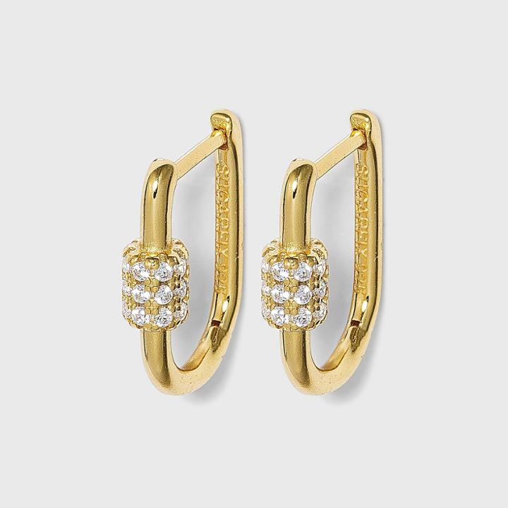 Sugarfix By Baublebar 14k Gold Plated Crystal Charm U-link Hoop Earrings - Gold