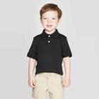 Toddler Boys' Short Sleeve Interlock Uniform Polo Shirt - Cat & Jack Black