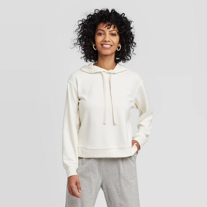 Women's Casual Fit Hooded Sweatshirt - A New Day Cream Xs, Women's, Ivory