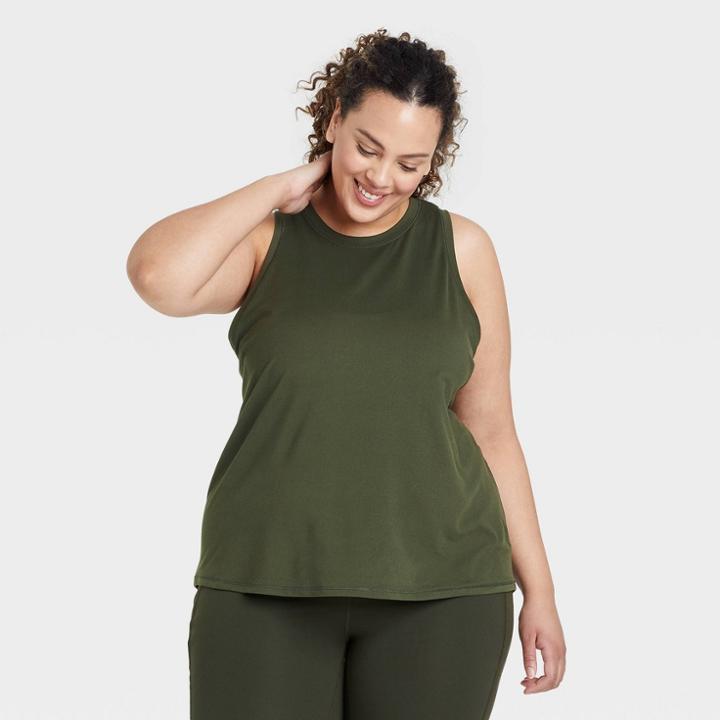 Women's Plus Size Essential Racerback Tank Top - All In Motion Olive Green